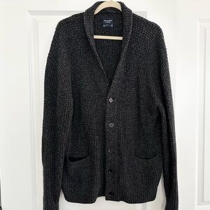 Abercrombie Charcoal Grey Shawl Collar Textured Knit Grandpa Cardigan Sweater
